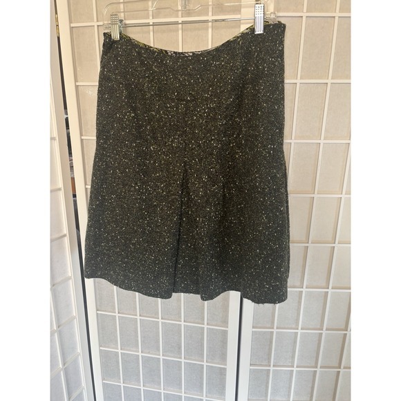 Per Se Green Speckled Tweed Wool A Line Circle Skirt  Silk Lined Size 8 Forestry - Picture 5 of 8